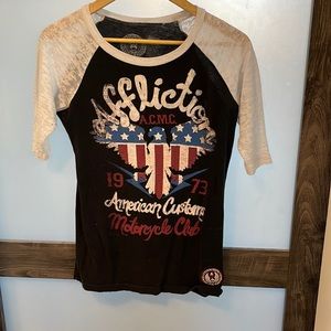 Affliction half sleeve too. Red white and blue! ❤️🤍💙